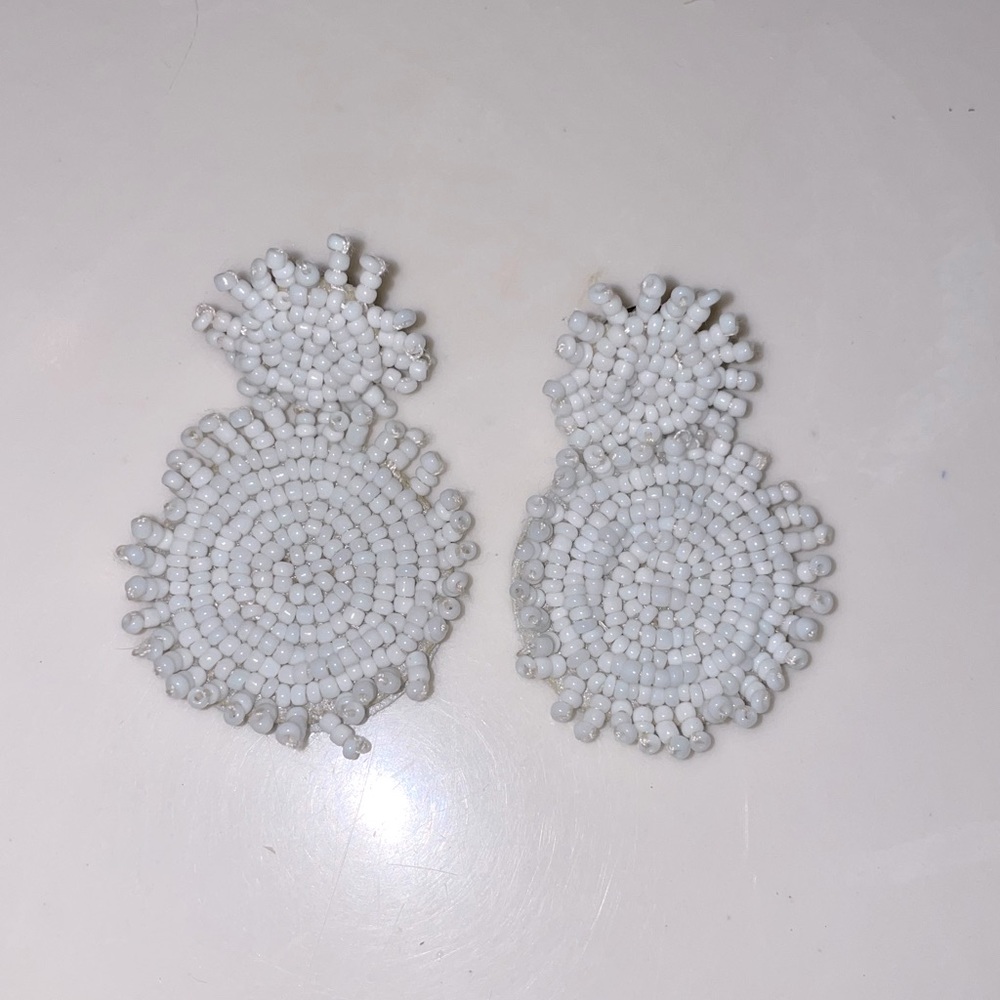 White beaded earrings